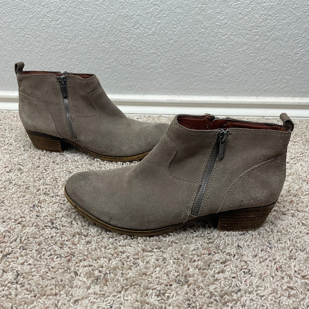 Lucky Brand Ankle Boots Womens Size 9.5M Tan Leather Western Cowboy LK-BETWIXT